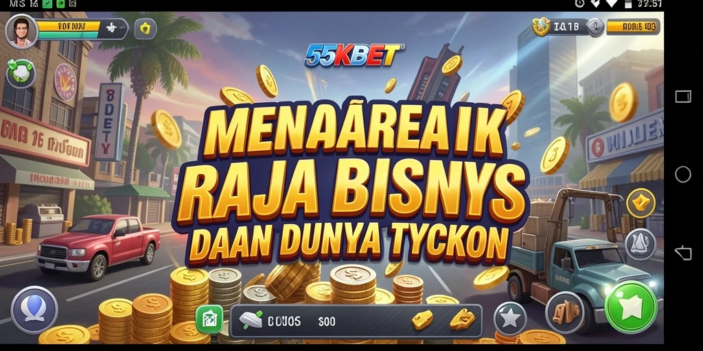 Gameplay menarik 55KBET yang menggambarkan manajemen bisnis.