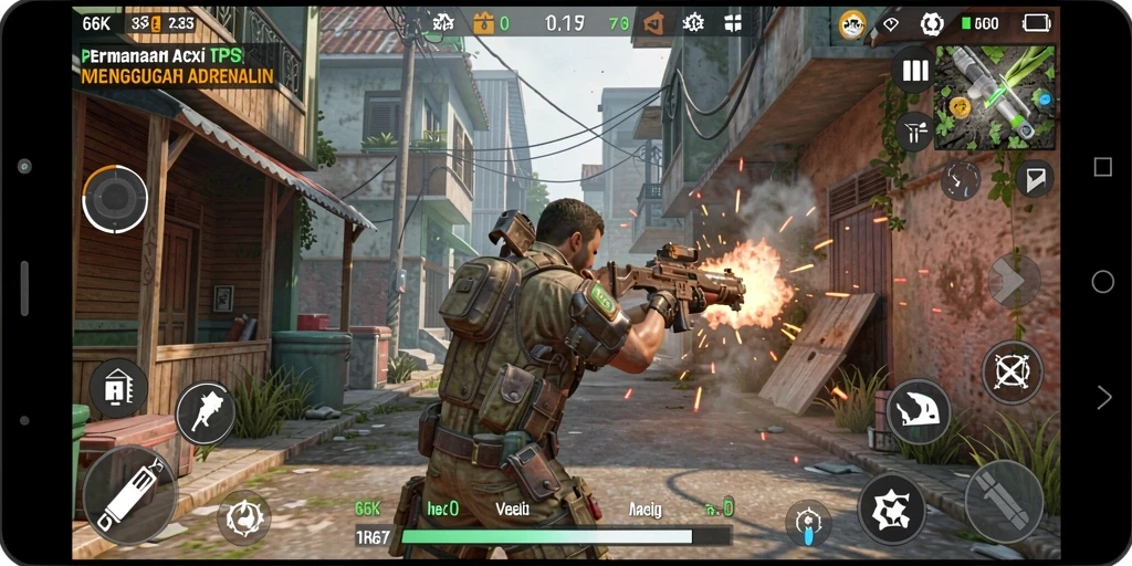 Tangkapan layar dari gameplay TPS yang mendebarkan di 66K.