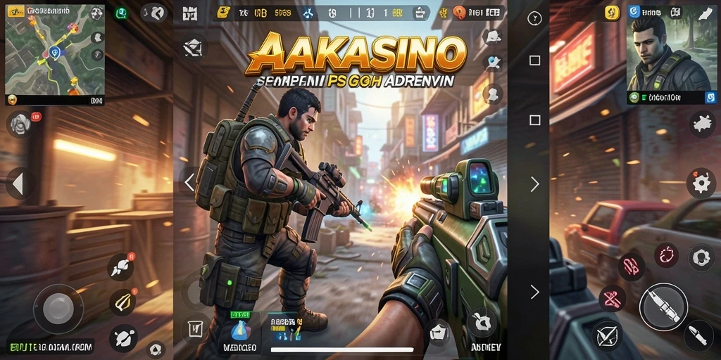 Tangkapan layar AAKASINO menampilkan aksi tembak menembak yang dinamis.