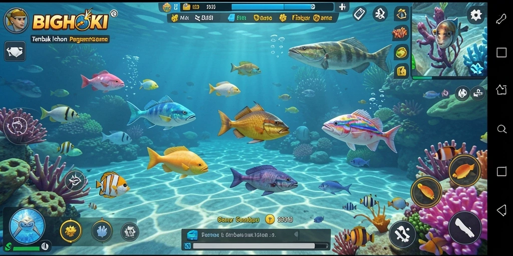 Tampilan gameplay BIGHOKI yang seru dalam menembak ikan.