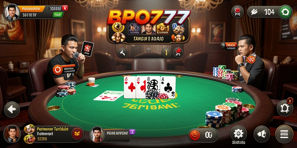 Screenshot BPO777 menunjukkan pemain asyik bermain Poker.