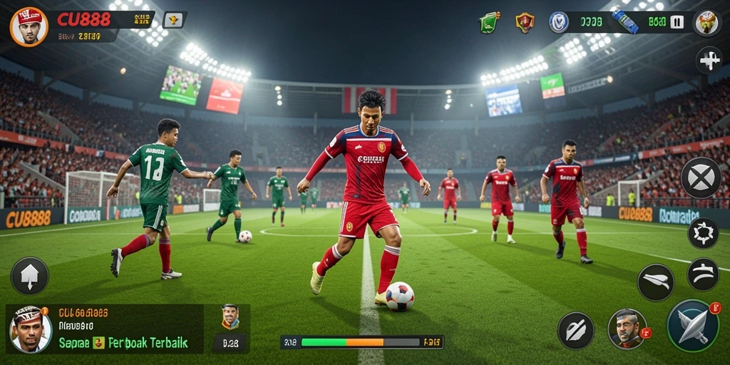 Gameplay seru di CU888 yang menampilkan strategi sepak bola.
