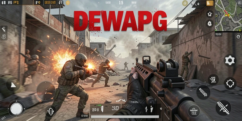 Gameplay DEWAPG yang mendebarkan dengan aksi tembak-menembak intens.