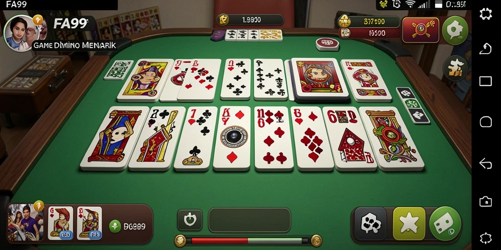Screenshot gameplay dinamis dari FA99 yang menunjukkan aksi seru permainan Domino.