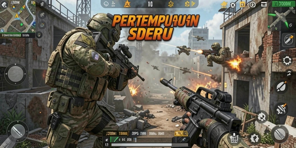 Tangkapan layar menampilkan aksi pertempuran seru dalam J200M.