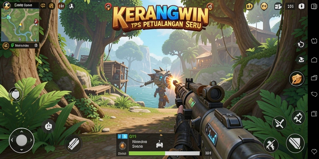 Tampilan gameplay KERANGWIN dengan aksi seru di medan perang.
