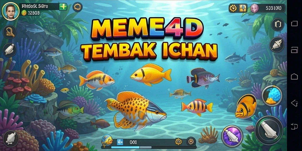 Screenshot utama gameplay seru Tembak Ikan di MEME4D.