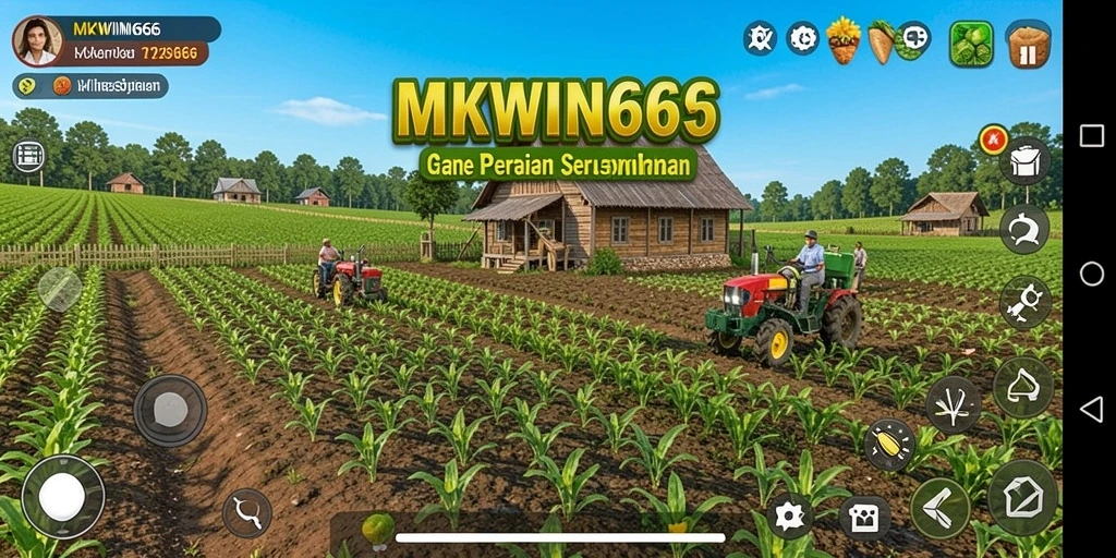 Screenshot gameplay MKWIN666 menampilkan ladang yang luas dan subur.