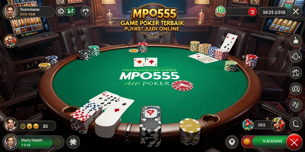 Screenshot permainan MPO555 menampilkan aksi meja Poker yang mendebarkan.