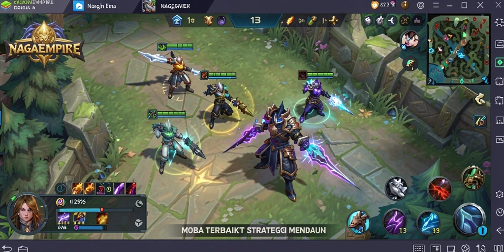 Screenshot gameplay NAGAEMPIRE yang menampilkan pertarungan epik.