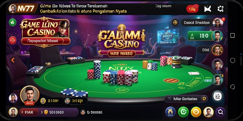 Screenshot NV77 menampilkan keseruan permainan Live Casino dengan dealer langsung.