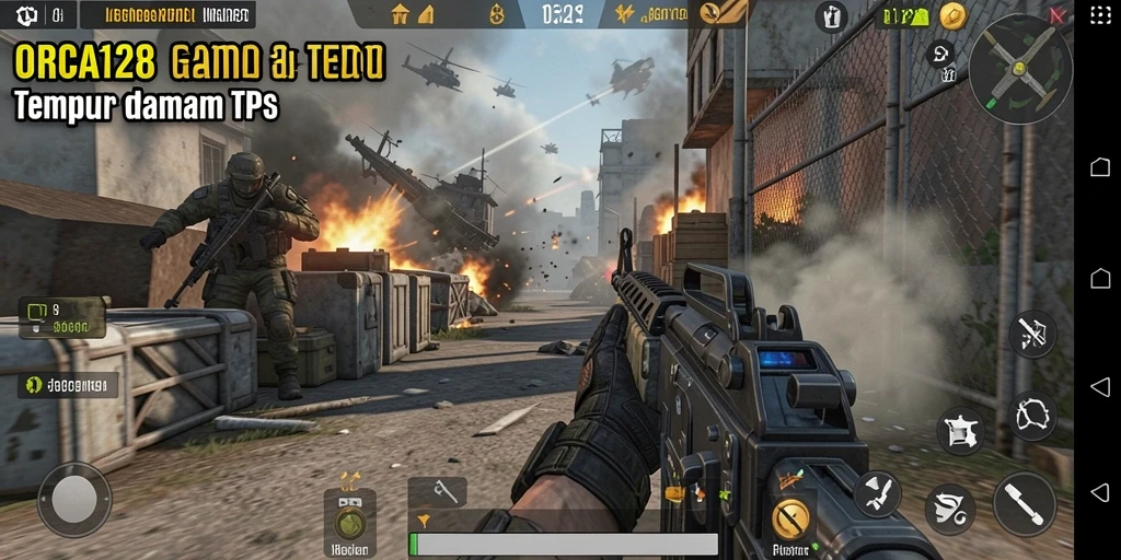 Tangkapan layar dari gameplay seru ORCA128 di TPS.