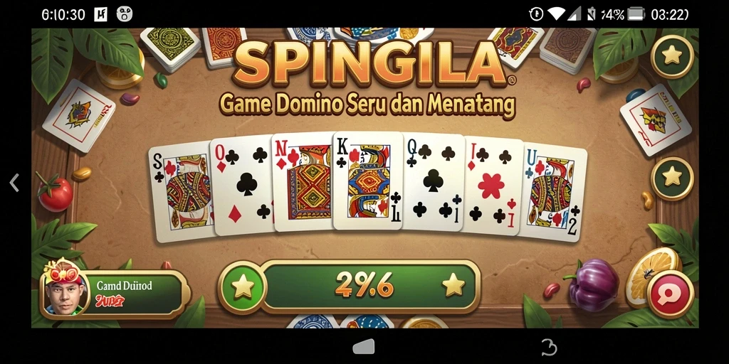 Screenshot SPINGILA menunjukkan serunya bermain domino online.