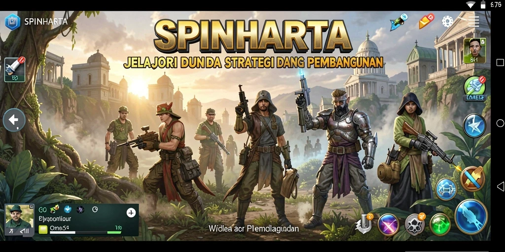 Tangkapan layar gameplay SPINHARTA menunjukkan strategi yang mendalam dan aksi seru.