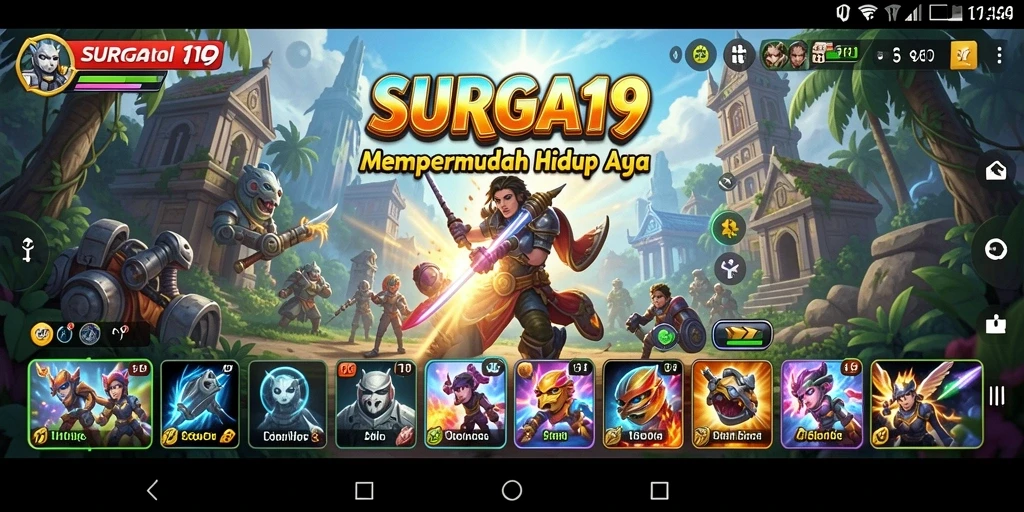 Tampilan antarmuka utama SURGA19 dengan berbagai fitur berguna.