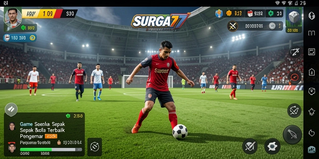 Screenshot gameplay <strong>SURGA77</strong> menampilkan aksi seru di lapangan sepak bola.