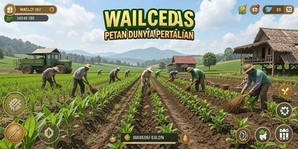 Screenshot gameplay WASLOT yang menunjukkan aktivitas bertani menyenangkan.