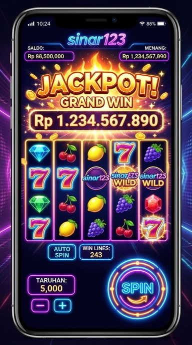 Tampilan utama aplikasi 'sinar123' dengan kategori yang terorganisir.